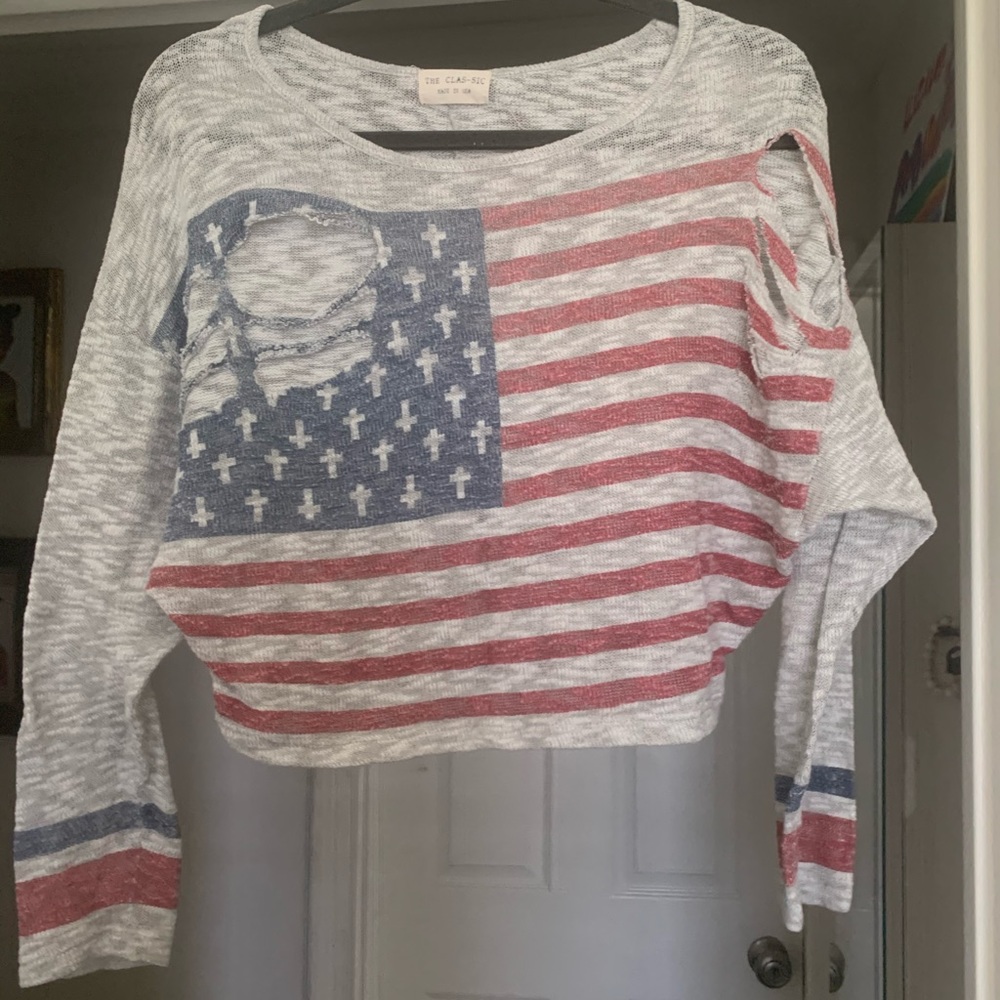 Distressed cropped sweater